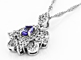 Blue Tanzanite Rhodium Over Sterling Silver Pendant With Chain 1.10ctw