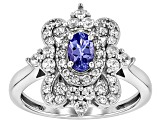 Blue Tanzanite Rhodium Over Sterling Silver Ring 0.99ctw