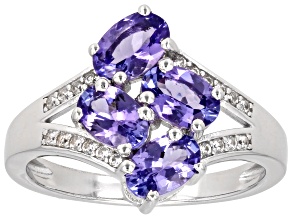 Blue Tanzanite Rhodium Over Sterling Silver Ring 1.62ctw
