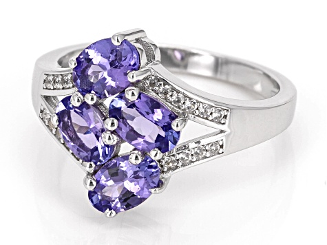 Blue Tanzanite Rhodium Over Sterling Silver Ring 1.62ctw