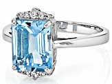 Sky Blue Topaz With White Zircon Rhodium Over Sterling Silver Ring 3.41ctw