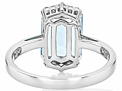 Sky Blue Topaz With White Zircon Rhodium Over Sterling Silver Ring 3.41ctw