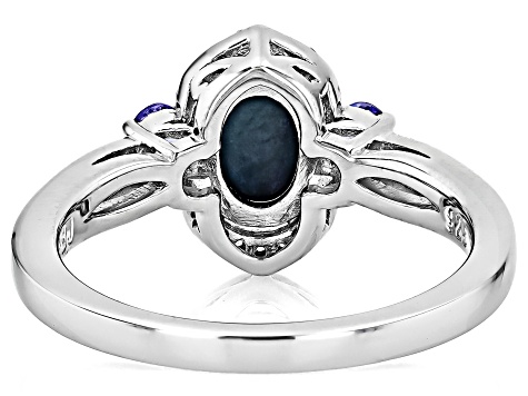 Blue Star Sapphire Rhodium Over Sterling Silver Ring 0.46ctw