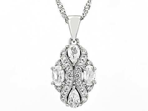 White Zircon Rhodium Over Sterling Silver Pendant With Chain 1.35ctw