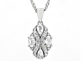 White Zircon Rhodium Over Sterling Silver Pendant With Chain 1.35ctw