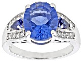 Color Change Fluorite Rhodium Over Sterling Silver Ring 4.07ctw