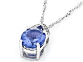 Color change Fluorite Rhodium Over Sterling Silver Pendant With Chain 3.41ctw
