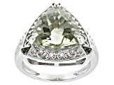 Green Prasiolite Rhodium Over Sterling Silver Ring 4.26ctw