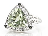 Green Prasiolite Rhodium Over Sterling Silver Ring 4.26ctw