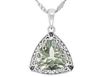 Picture of Green Prasiolite Rhodium Over Sterling Silver Pendant With Chain 3.41ctw