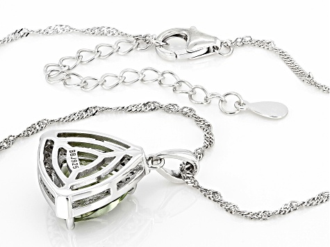 Green Prasiolite Rhodium Over Sterling Silver Pendant With Chain 3.41ctw