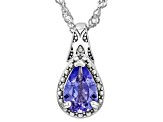 Blue Tanzanite Rhodium Over Sterling Silver Pendant With Chain 1.02ctw
