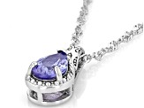 Blue Tanzanite Rhodium Over Sterling Silver Pendant With Chain 1.02ctw