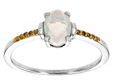 Multicolor Ethiopian Opal Rhodium Over Sterling Silver Ring 0.42ctw