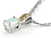 Multi Color Ethiopian Opal Rhodium Over Silver Pendant With Chain 0.24ctw