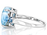 Blue Larimar Rhodium Over Sterling Silver Ring 0.36ctw