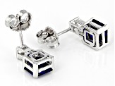 Blue Lab Created Spinel Rhodium Over Silver Earrings 3.49ctw