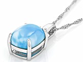 Larimar Rhodium Over Sterling Silver Pendant With Chain 0.18ctw