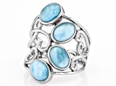 Blue Larimar Rhodium Over Sterling Silver Ring