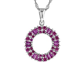 Lab Created Ruby Rhodium Over Sterling Silver Pendant With Chain1.25ctw
