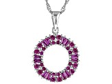 Lab Created Ruby Rhodium Over Sterling Silver Pendant With Chain1.25ctw