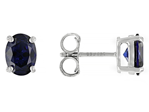 Multi Color Lab Created Sapphire Rhodium Over Silver Earrings Set 12.10ctw