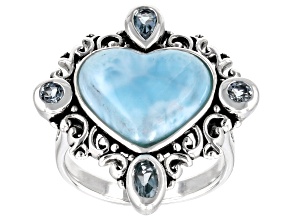 Blue Larimar Sterling Silver Ring 0.94ctw