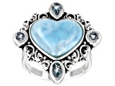 Blue Larimar Sterling Silver Ring 0.94ctw