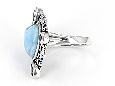 Blue Larimar Sterling Silver Ring 0.94ctw