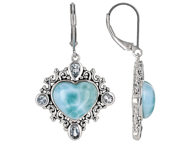 Blue Larimar Sterling Silver Earrings 1.20ctw - CTB1528 | JTV
