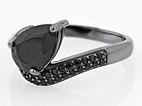 Black Spinel, Black Rhodium Over Sterling Silver Ring 2.16ctw