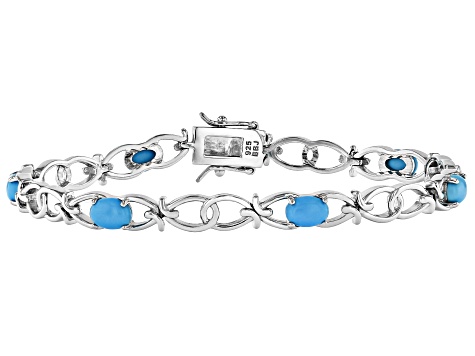 Blue Sleeping Beauty Turquoise Rhodium Over Sterling Silver Bracelet