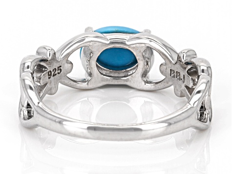 Blue Sleeping Beauty Turquoise Rhodium Over Sterling Silver Solitaire Ring