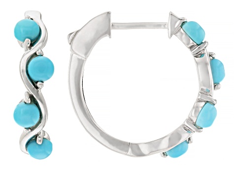 Sleeping Beauty Turquoise Rhodium Over Sterling Silver Hoop Earrings