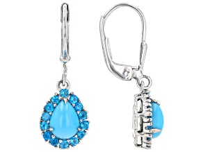 Blue Sleeping Beauty Turquoise Rhodium Over Sterling Silver Earrings 0.40ctw