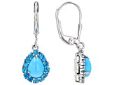 Blue Sleeping Beauty Turquoise Rhodium Over Sterling Silver Earrings 0.40ctw