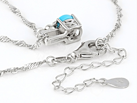 Blue Sleeping Beauty Turquoise Rhodium Over Silver Pendant Chain 0.01ctw