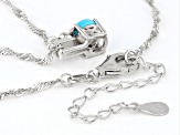 Blue Sleeping Beauty Turquoise Rhodium Over Silver Pendant Chain 0.01ctw