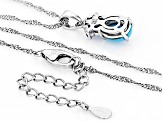 Blue Sleeping Beauty Turquoise Rhodium Over Sterling Silver Pendant Chain .29ctw