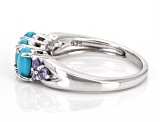 Blue Sleeping Beauty Turquoise Rhodium Over Sterling Silver Ring 0.15ctw