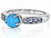 Blue Sleeping Beauty Turquoise Rhodium Over Sterling Silver Ring 0.27ctw