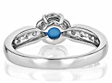 Blue Sleeping Beauty Turquoise Rhodium Over Sterling Silver Ring 0.27ctw