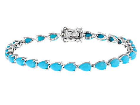 Blue Sleeping Beauty Turquoise Rhodium Over Sterling Silver Bracelet ...