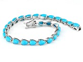 Blue Sleeping Beauty Turquoise Rhodium Over Sterling Silver Bracelet