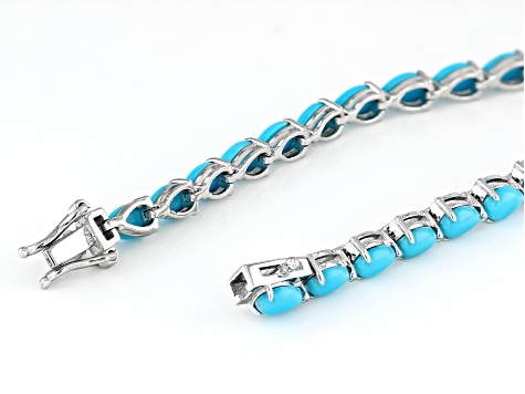 Blue Sleeping Beauty Turquoise Rhodium Over Sterling Silver Bracelet