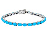 Blue Sleeping Beauty Turquoise Rhodium Over Sterling Silver Bracelet