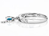 Blue Sleeping Beauty Turquoise Rhodium Over Sterling Silver Charm Ring