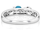 Blue Sleeping Beauty Turquoise Rhodium Over Sterling Silver Charm Ring