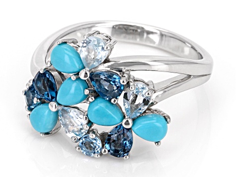 Sleeping Beauty Turquoise Rhodium Over Silver Ring 1.04ctw