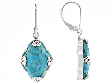 Picture of Blue Turquoise Sterling Silver Dangle Earrings